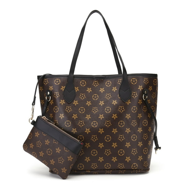 Checkered Tote Shoulder Bag Crossbody Bags for Women with Inner Pouch PU Vegan Leather